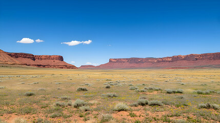 Fototapeta premium Red Rock Desert Landscape Under a Clear Blue Sky