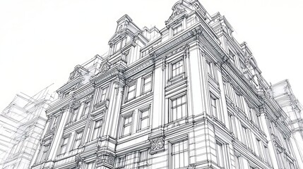 Hand drawn sketch of intricate architectural building design high resolution picture