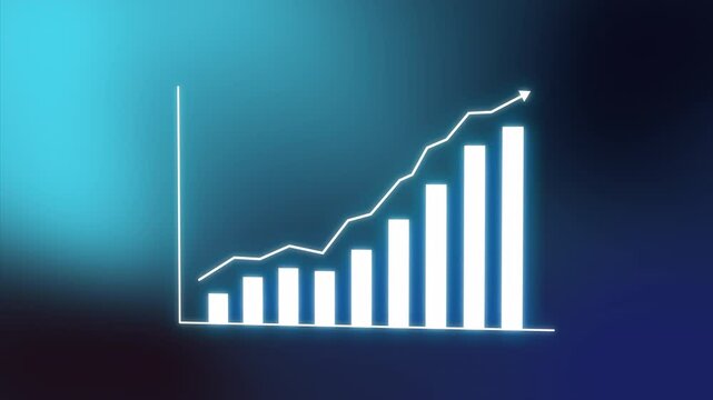 Zigzag line Simple Finance business growth graph chart with arrows moving up growing diagram, motion graphic on a dark classic abstract background
