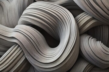 Monochrome Abstract Curved Shapes Flowing in Dynamic Harmony