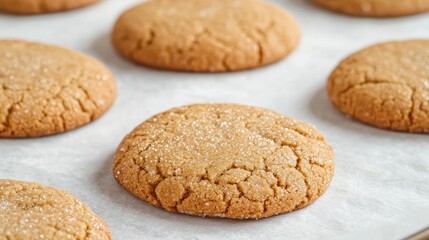 Golden cookies cooling on baking sheet (1)