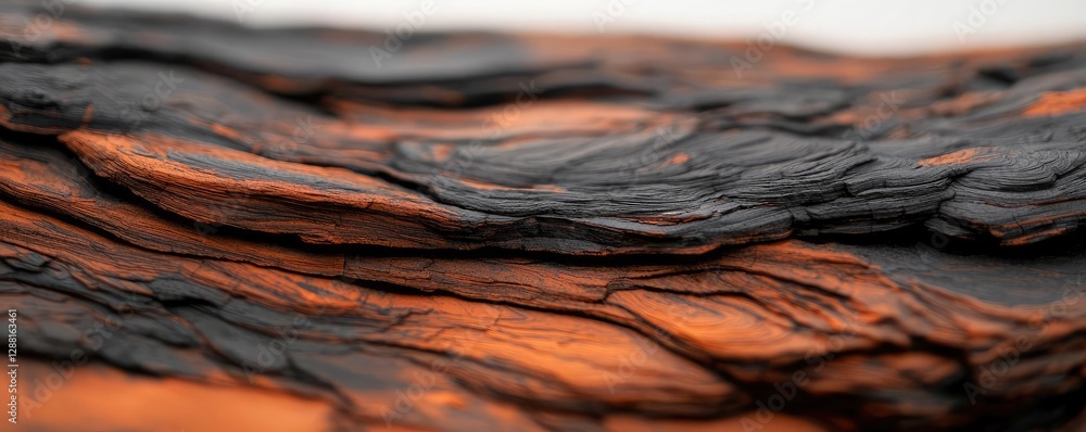 Poster weathering process idea. close-up view of unique textured wood showcasing natural patterns and rich 