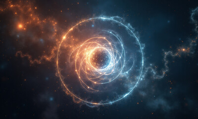 Obraz premium Cosmic Nebula: Energy Orb & Stardust - Futuristic technology