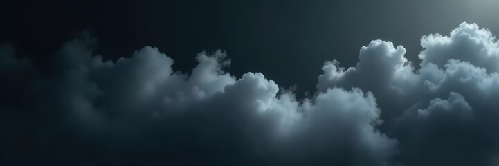 Obraz premium Ghostly grey fog drifts on a pitch black backdrop, forming amorphous clouds , wispy, artistic
