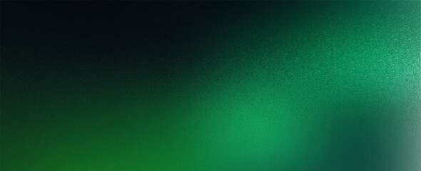 Glowing green grainy texture background blurred light gradient black green dark banner backdrop. vector