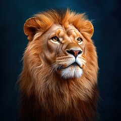 Fototapeta premium Majestic Male Lion Portrait Powerful African Wildlife King Close Up