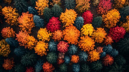 Autumn forest scene vibrant colors nature photography aerial view seasonal beauty