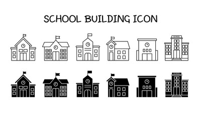set of vector icons of buildings. set of vector icons of school building