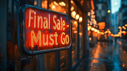 Glowing Neon Final Sale   Everything Must Go Sign Marking the End of a Business Journey