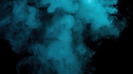 large teal cloud of smoke on a black background