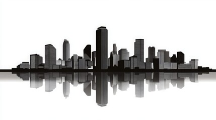 Obraz premium Oklahoma City skyline silhouette with reflection in the water. Urban landscape of Oklahoma with iconic buildings, landmarks, and the city's skyline viewed in vector style illustration.