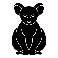 Koala Silhouette Vector Icon White Background.