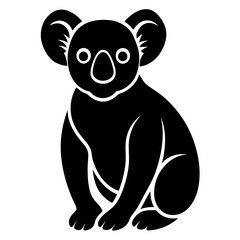 Koala Silhouette Vector Icon White Background.