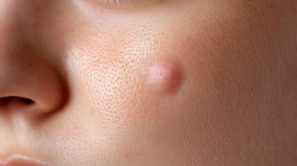 A Closeup of a Teenager's Skin with a Small Blemish 
