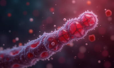 Obraz premium Microscopic Cell Chain, 3D Render - Medical and Scientific Illustr.