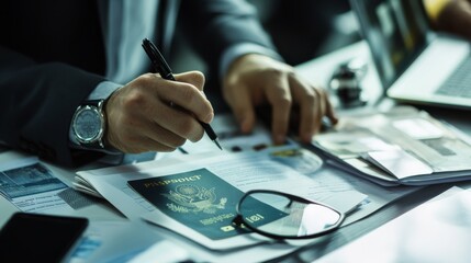 Criminal investigation into a fake passport production ring. Featuring agents analyzing forged travel documents