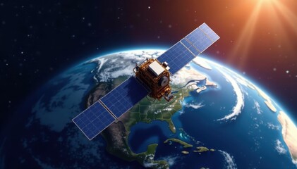 Satellite in geosynchronous orbit around Earth, equatorial plane, Earth rotation