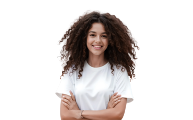young woman holding a blank sign