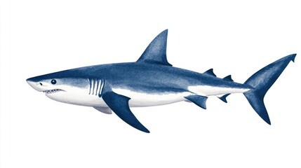 Fototapeta premium Majestic Great White Shark Watercolor Painting