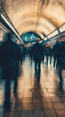 Busy urban subway and train station scenes with commuters walking, using escalators, and navigating through modern and historic underground transit hubs during rush hour.

