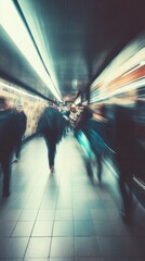 Busy urban subway and train station scenes with commuters walking, using escalators, and navigating through modern and historic underground transit hubs during rush hour.

