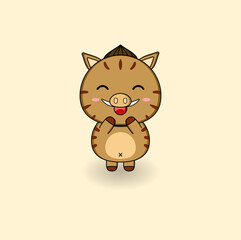 cute cartoon boar mascot illustration vector design. EPS 10.