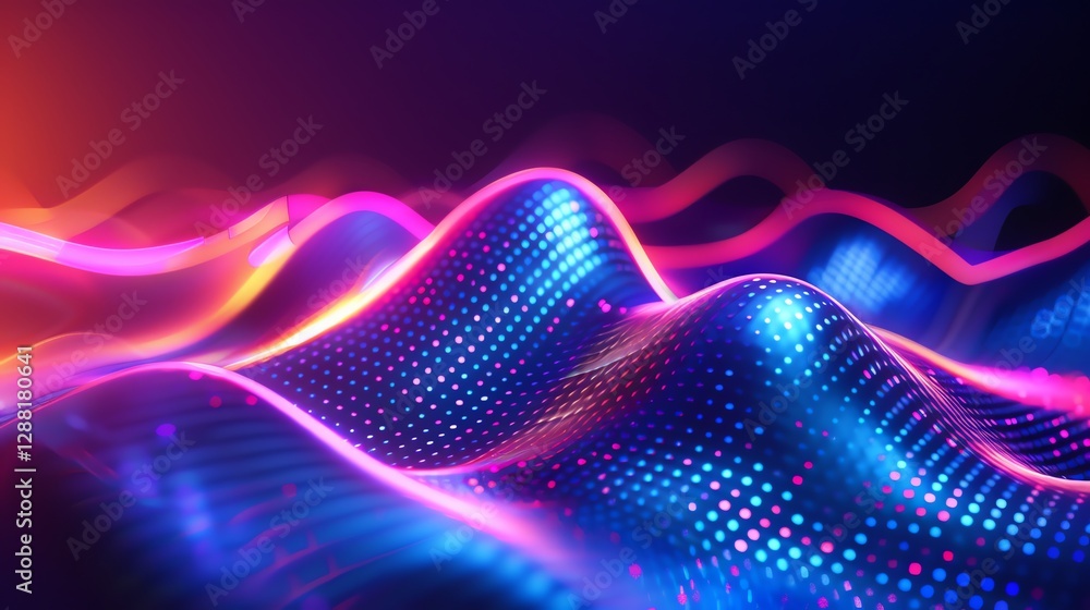 Aufkleber a colorful abstract background with glowing lines and dots.