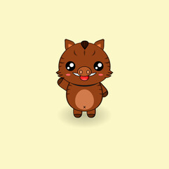Naklejka premium cute cartoon boar mascot illustration vector design. EPS 10.