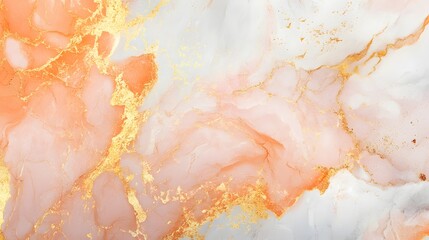 Peach and Gold Abstract Marble Texture: A Luxurious Background