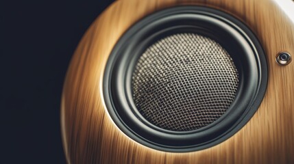 Compact Speaker with Natural Wood Finish and Mesh Grille 