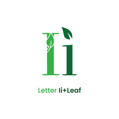 Initial letter i leaf logo design