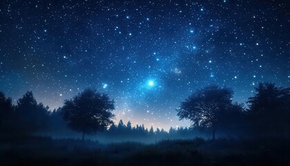 Night sky full of stars with glowing AR constellation guide, serene natural landscape, soft ambient lighting, photorealistic