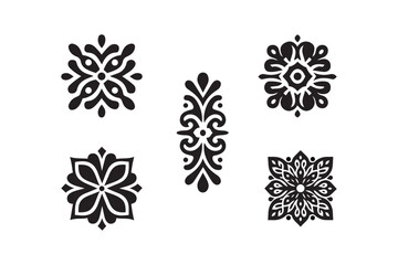 Minimalist Ornament Design Set Silhouette Vector | Elegant Decorative Illustration