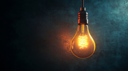 Vintage lightbulb glowing against dark background with warm nostalgic illumination