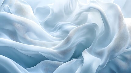 Fototapeta premium Light blue fabric texture, soft folds, beautiful drapes
