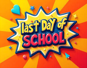 Fototapeta premium Vector illustration of Last day of SCHOOL abstract background, Colorful School word graffiti with splash background