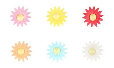 Plastic Artificial Flowers in Daisy Shape for Decoration on Isolated White Background