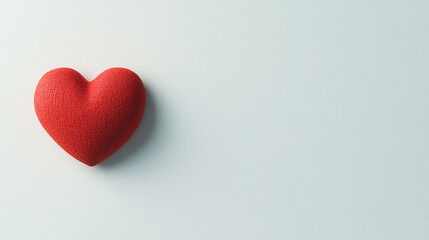Fototapeta premium Minimal red heart on soft background for love and emotion concepts