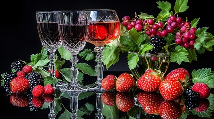 red wine and flowers