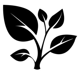 Stylish black vector illustration of a plant with distinct leaves and branches for versatile design uses