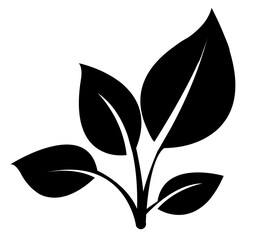 Stylized vector illustration of a simple plant with leaves growing on a stem in minimalist design for nature-themed projects