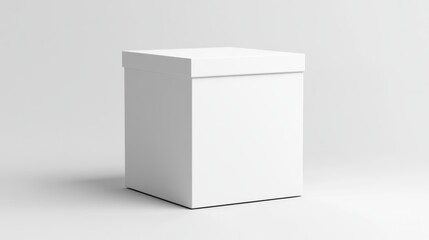 Minimalist white cube against plain background, ideal for design projects and presentations.