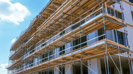 High Structure Under Improvement with Bracing Systems Supporting Facade 