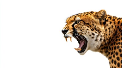 Obraz premium A Roaring Cheetah: A Stunning Close-Up Profile of a Wild Cat