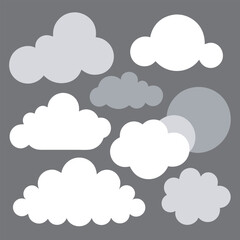 Set of Cloud Vector Illustrations in Different Shapes.