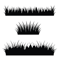 Set of Grass Silhouette Vector Illustrations.
