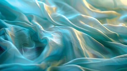 Obraz premium Close up of soft, flowing turquoise fabric with a delicate sheen.