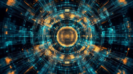 Fototapeta premium Digital Fusion: Abstract Technology Background with Dynamic Circular Patterns 