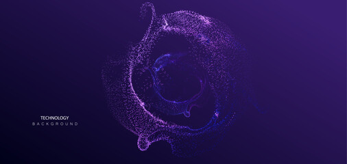 Naklejka premium technology background: particle circles, round neon pattern, big data science vector 