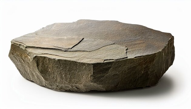 flat rock podium isolated on white background product display cut out